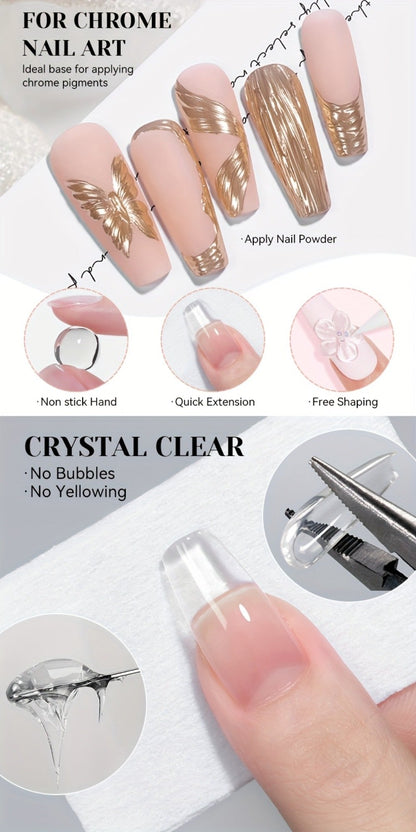 3D Sculpting Builder Gel Kit with Carving Pen – Clear & White Nail Extension Gel for Floral Nail Art, Acrylic Extensions & DIY Salon