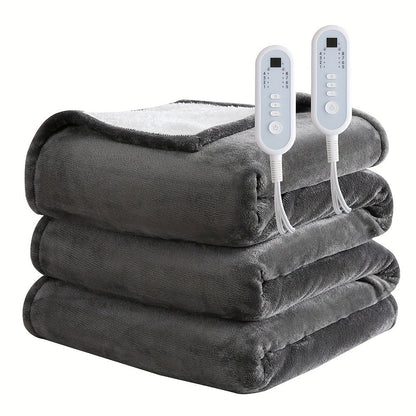 Electric Blanket with Temperature Control and Timer, Extra Large Flannel Heated Blanket, 8 Levels Auto-Off