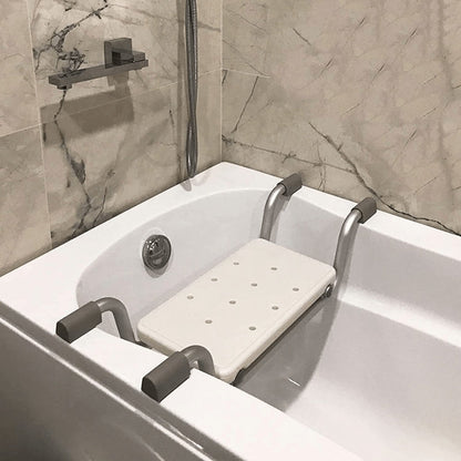 Bath Seat Adjustable Aluminum Shower Chair, Suspended Bathtub Stool with Anti-Slip Handles, Retractable Bath Board for Elderly
