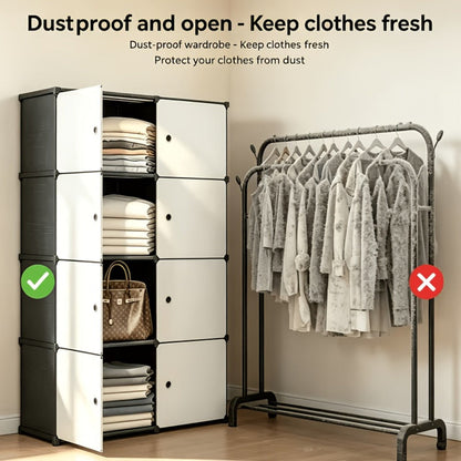 Storage Cabinet Modular Magnetic-Door Organizer with Three or Four Tiers and Two Capacity Options