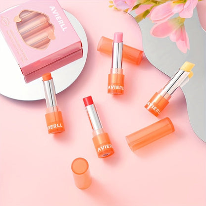 Moisturizing Lip Balm Set 4pcs Waterproof with Vitamin E Oil & Plant Oils – Long-Lasting Nourishing Lip Care for Dry Chapped Lips