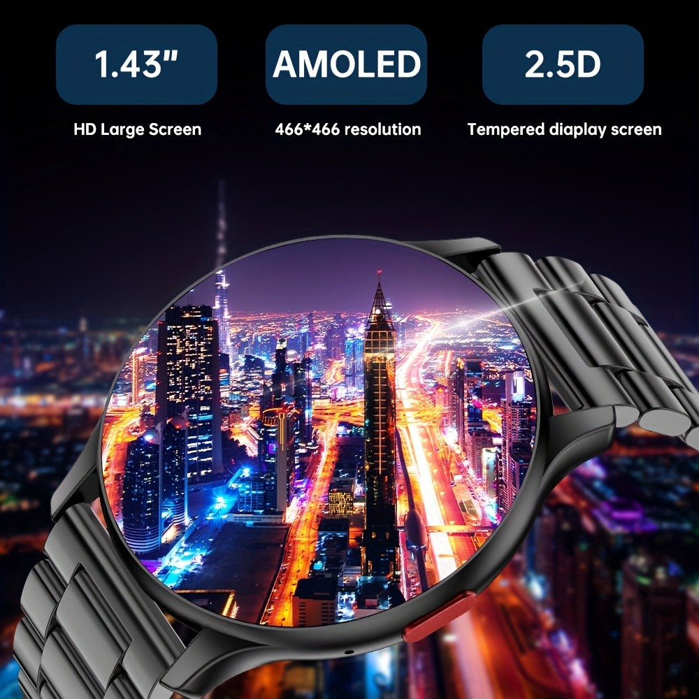 Smartwatch AMOLED for Men SENBONO 1.43" HD Bluetooth Calling, 100+ Sport Modes, DIY Custom Watch Face, Heart Rate Sleep Blood Oxygen