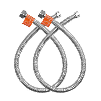 Braided Stainless Steel Faucet Supply Line – 304 SS Exterior, TPV Inner Tube, 3/8" Comp x 1/2" FIP
