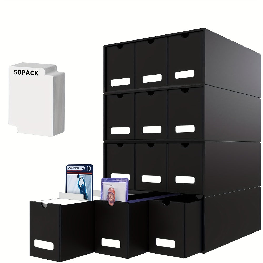 Trading Card Storage Box 12 Drawer with 80 Dividers – Card Organizer for Sports Cards Baseball TCG MTG Pokemon YuGiOh Playing Cards