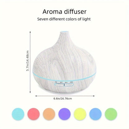 Aroma Diffuser Set 2 Diffusers 6 Essential Oils 550ml Wood Grain Cool Mist Humidifier for Entryways, Bedrooms and Living Spaces