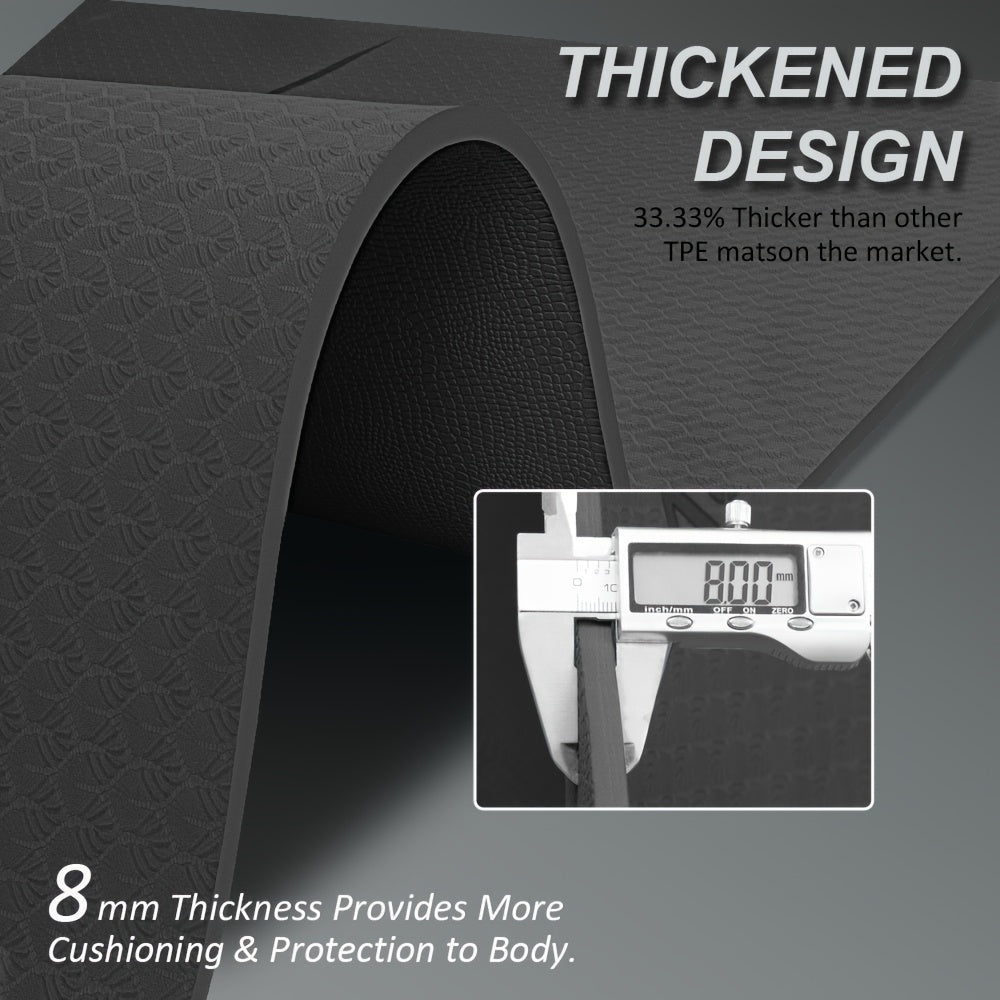 Thick TPE Exercise Gymnastics Mat 72"x48" – Extra Thick Non-Slip Surface for Yoga, Pilates, Home & Outdoor Fitness Training