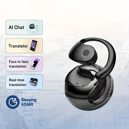 144-Language AI Real-Time Translation Earbuds, Two-Way Interpreter Earphones USB & Battery Rechargeable with Carrying Pouch