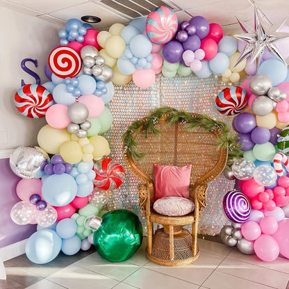 Pastel Balloon Set 370pcs, 10 & 5 Inch Macaron Latex Balloons with Wreath Kit for Birthday Party