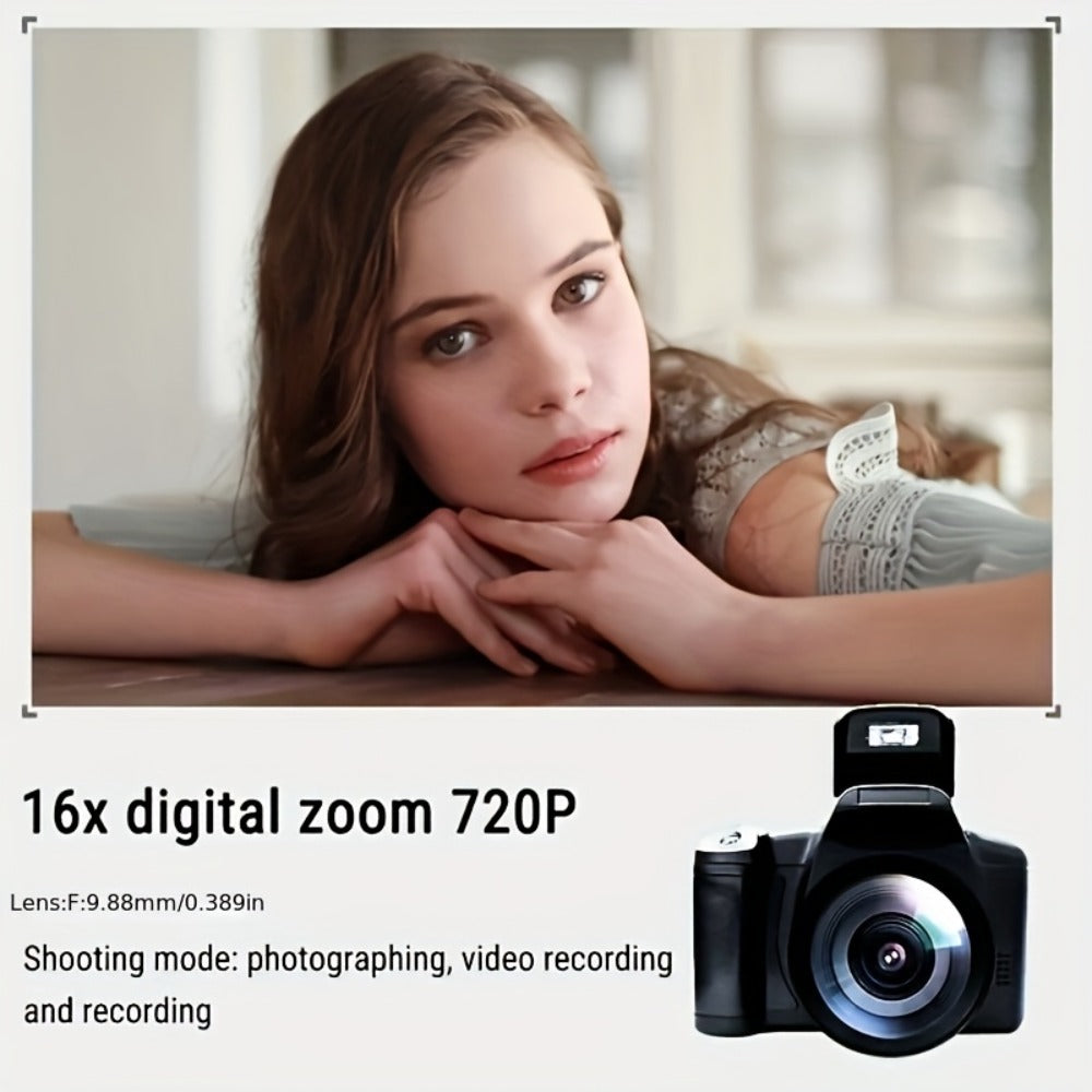 1080P Mini Digital Camera for Photography Vlogging 2.4" LCD 16x Zoom 9.88mm Wide-Angle Lens Compact Travel Camera with 32GB Memory Card