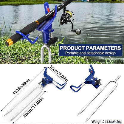 Fishing Rod Holder Ground Stake 360° Adjustable 2pcs Set, Heavy Duty Shore & Beach Rod Bracket Stand for Surf Fishing