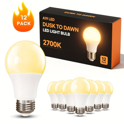 Dusk to Dawn LED Light Bulbs Photocell Sensor Auto On Off – 9W 60W Equivalent E26 Base 5000K for Home, Desk and Accent Lighting