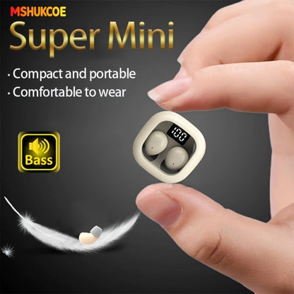 Wireless Earbuds MSHUKCOE Ultra-Thin Sleep and Game Modes with Compact Case in Khaki or White