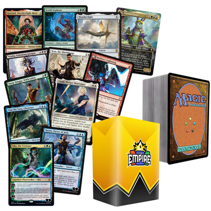 MTG 100 Card Collector Bundle, Magic The Gathering 3 Mythic Rares + 10 Rares or Foils + TCG Storage Box