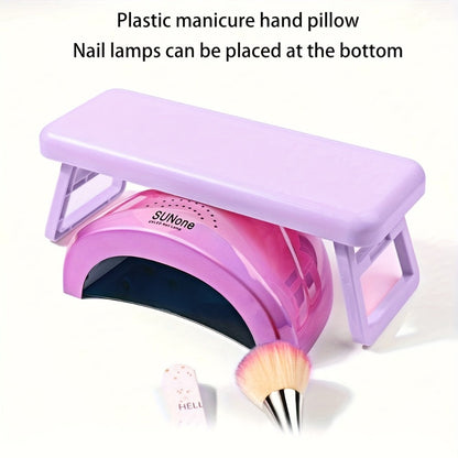 Folding Nail Armrest Hand Rest for Nail Technicians – Cushioned Wrist Support Pillow Bracket, Portable Manicure Table Stand
