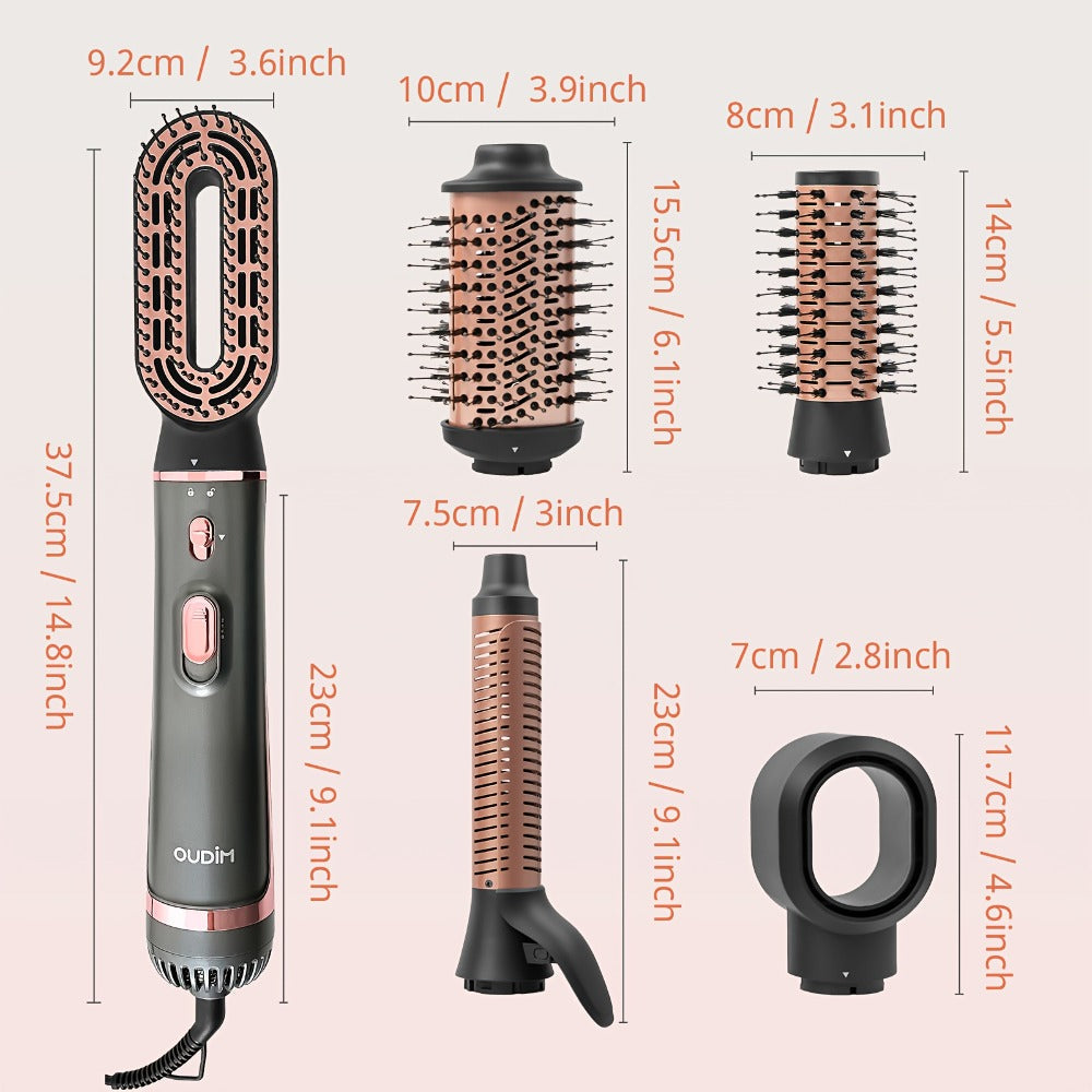 Negative Ion Hair Dryer Brush 4-in-1 Hot Air Styler, Curl, Straighten, Scalp Massage & Blow Dry, Adjustable Heat & Wind Speed