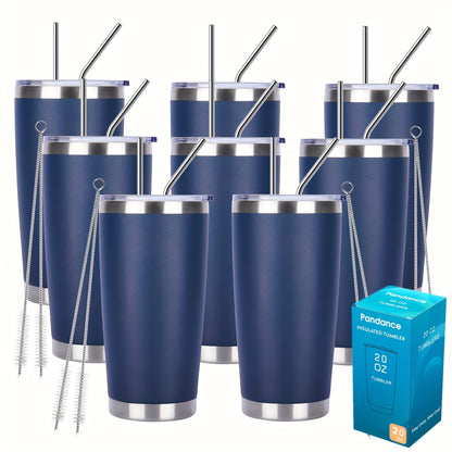 Stainless Steel Insulated Tumblers with Lid and Straw Bulk 20oz 304 Double Wall Vacuum Travel Mug for Hot Iced Coffee Drinks Water Cup Set