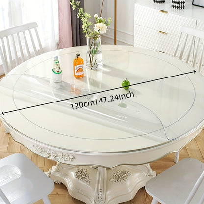 Round Clear PVC Table Cover Protector – 1.5mm Thick Vinyl Tablecloth Pad, Waterproof, Heat-Resistant, Easy to Clean