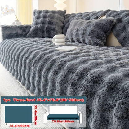 Sofa Cover Thick Faux Rabbit Plush Panels with Backing Detail for Seat, Armrest, Backrest or Pillowcase