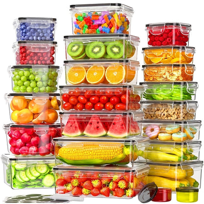 Food Storage Containers with Lids Airtight Plastic Meal Prep Containers Stackable Leak Proof BPA Free for Pantry Kitchen Refrigerator