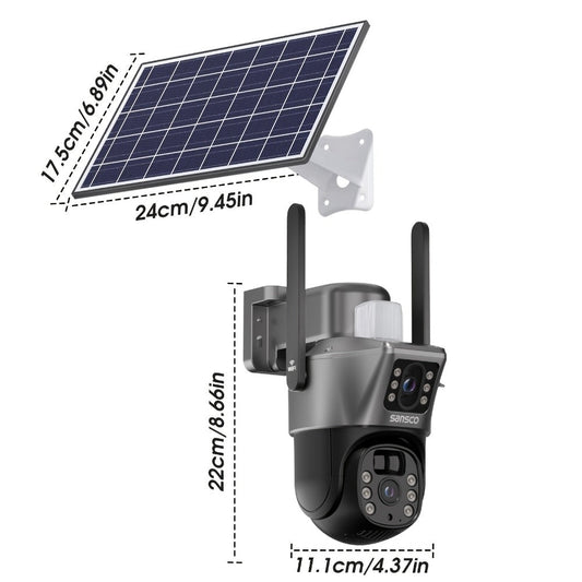 Security Camera Solar 4MP-Labelled Model with 8X Digital Zoom, PIR Detection, Color Night Vision and Three Options
