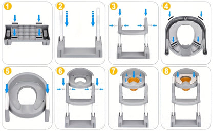 Potty Training Seat with Step Ladder 2-in-1 Toddler Toilet Seat & Stool - Foldable Kids Potty Chair with Splash Guard