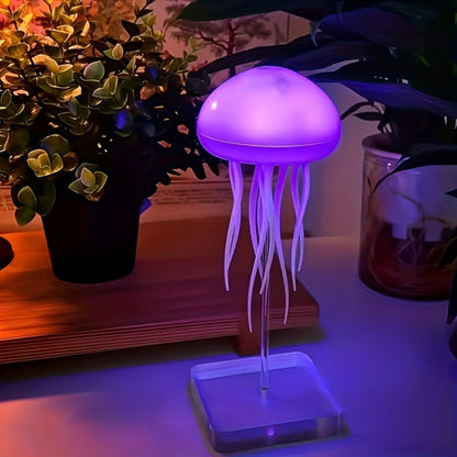 Jellyfish-Shaped Table Night Light with White Dome, Flexible Tentacles and Square Base Pictured