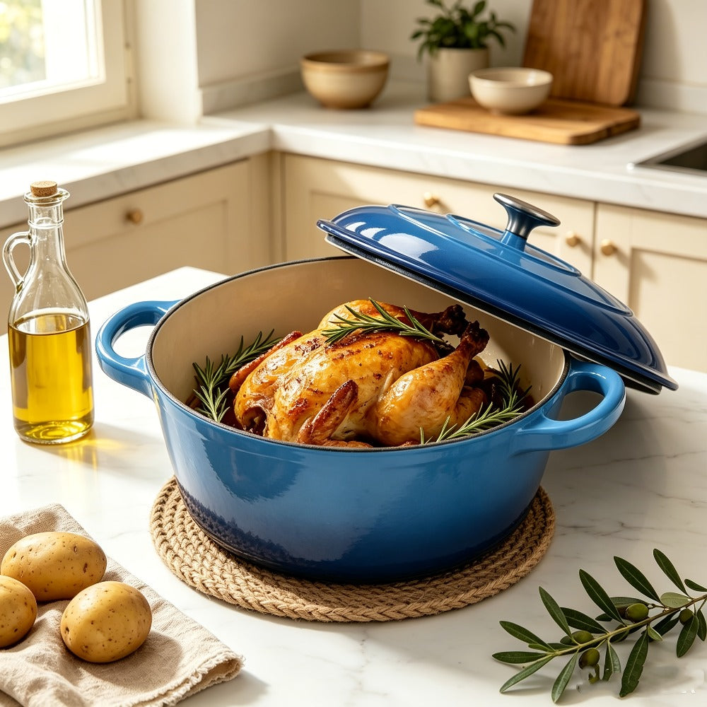 3QT Enameled Cast Iron Dutch Oven with Dual Handles, Fitted Lid and Three Color or Style Options