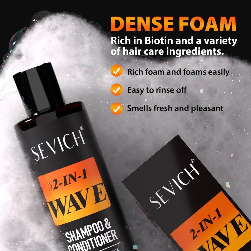 360 Wave Shampoo & Pomade for Men 2-in-1 with Biotin & Glycerin, Deep Cleansing Conditioning Formula