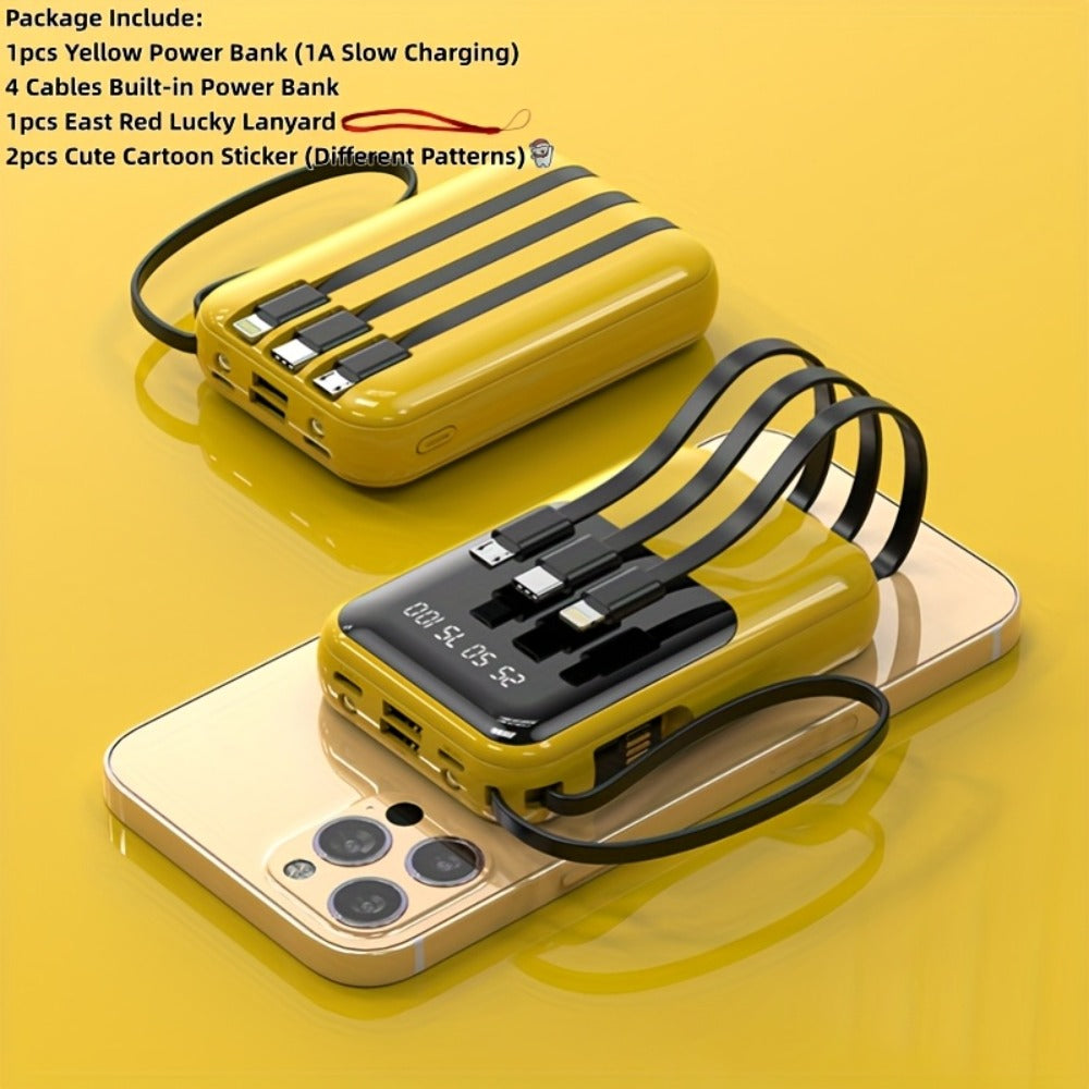 10000mAh Mini Power Bank 4 Built-In Cables Ultra-Bright LED Digital Display for an Everyday Personal Care Routine