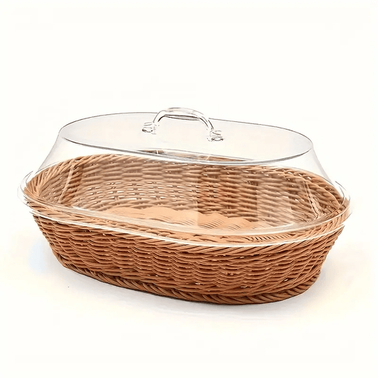 Woven Bread Basket in Square or Round Shape for Serving Bread, Fruit, Desserts and Snacks at Home or on the Dining Table