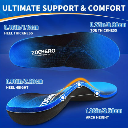 Heavy Duty Arch Support Insoles – High-Density PU Foam, Deep Heel Cup, Shock Absorbing for Work Boots, Hiking