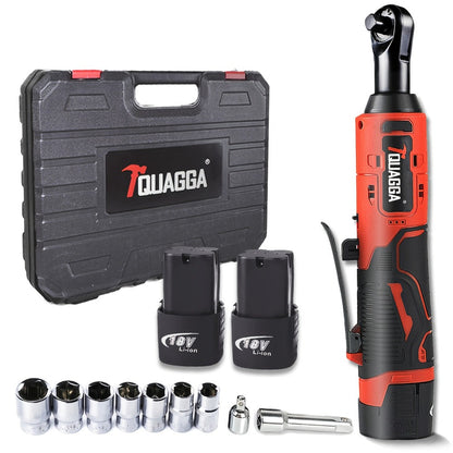 Cordless Electric Wrench QUAGGA 12V - 45Nm High Torque 3/8" Rechargeable Ratchet Wrench with Battery & Charger for Automotive