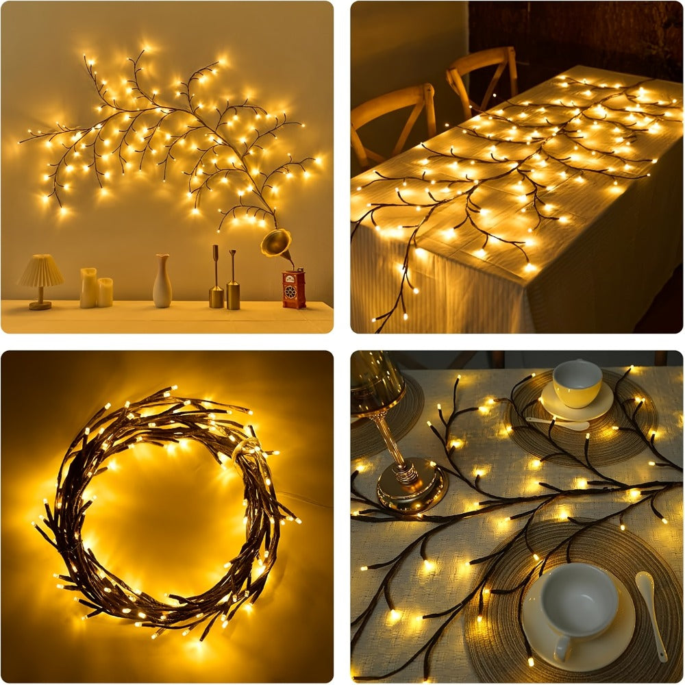 String Lights, 96-LED Warm White Willow Vine Branch with 5.9-Foot Length and IP45 Rating with Specific Power, Color, Length and Mode Choices