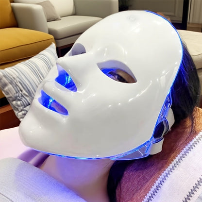 Portable LED Facial Mask 7-Color Light Therapy USB Rechargeable Plastic - Home Beauty Care for Bath Time, Home Spa and Personal Care