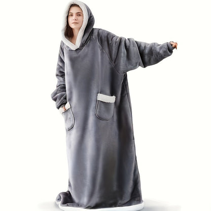 Wearable Blanket Hoodie with Hood, Sleeves, Front Pocket and Eleven Standard, Short or Oversized Styles
