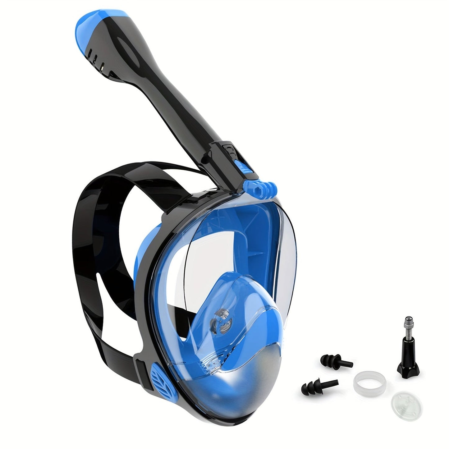 Full Face Snorkel Mask 180° Panoramic View Anti-Fog Anti-Leak Snorkeling Mask with Dry Top Breathing System and Removable Camera Mount