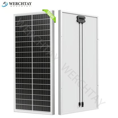 100W Solar Panel 12V High Efficiency Monocrystalline Photovoltaic Module for Off-Grid System RV Boat Home Commercial Street Hotel Shopping