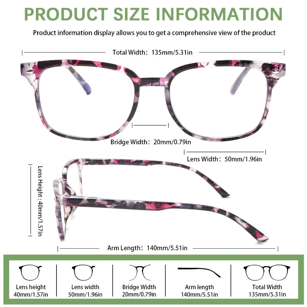 Reading Glasses – Five-Pair Multicolor Reader Set with Adjustable Spring Hinges with Multiple Strength and Color Options