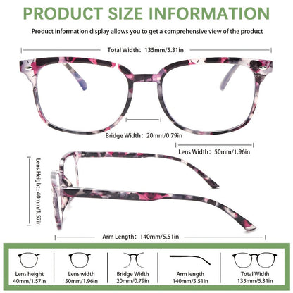 Reading Glasses – Five-Pair Multicolor Reader Set with Adjustable Spring Hinges with Multiple Strength and Color Options