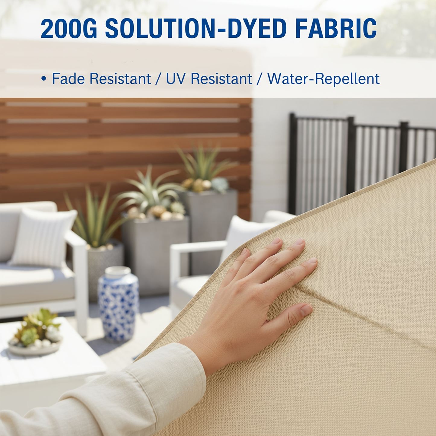 Patio Umbrella 10FT Offset Cantilever Solar LED Style with Tilt, Crank and 16 Base-Choice Color Options