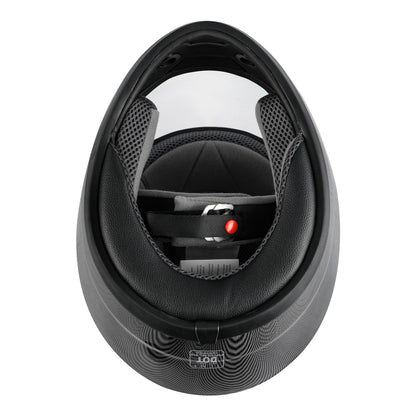 Motorcycle Helmet TCMT Full-Face Black Shell with Clear Shield, S-XL Size Chart, Interior Padding and Rear Vents
