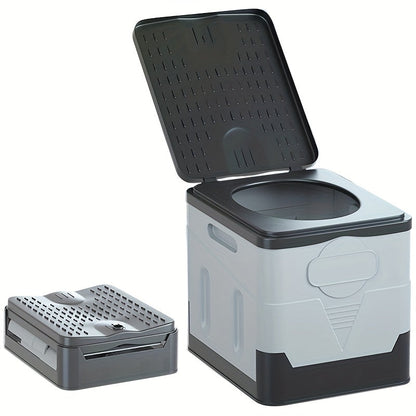 Foldable Camping Toilet Portable Porta Potty for Adults Kids with Lid Drain Hole Waterproof Thick PP Plastic Luggable Loo for Hiking Car