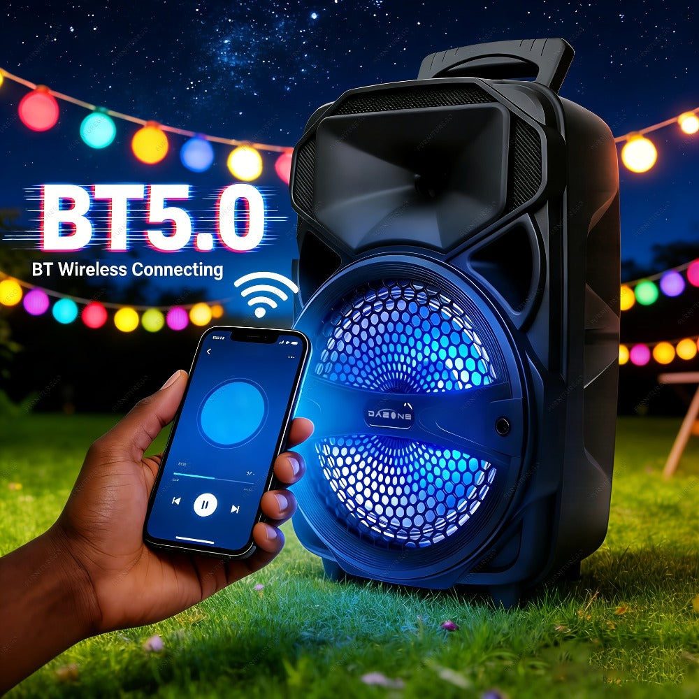 1000W Karaoke Machine with Wireless Bluetooth Party Speaker, 8-Inch Subwoofer, Loud Sound System