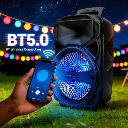 1000W Karaoke Machine with Wireless Bluetooth Party Speaker, 8-Inch Subwoofer, Loud Sound System