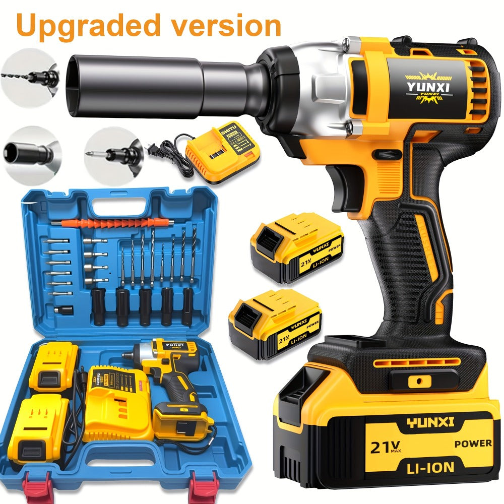 Impact Drill Set 21V Cordless with Drill Bit Accessories, Toolbox & Charger, Wireless Impact Wrench Drill