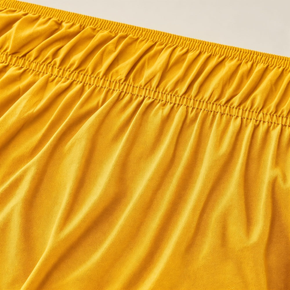 Bed Skirt Elastic Wrap Around Ruffle – 15 Inch Drop Microfiber Dust Ruffle, Adjustable No-Lift Fit, Fade Resistant Machine Washable