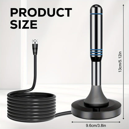 Smart IC Chip TV Antenna with Signal Booster – 4K Ultra HD & 1080P, Omnidirectional Indoor & Outdoor, Weather Resistant, 10FT Coax Cable