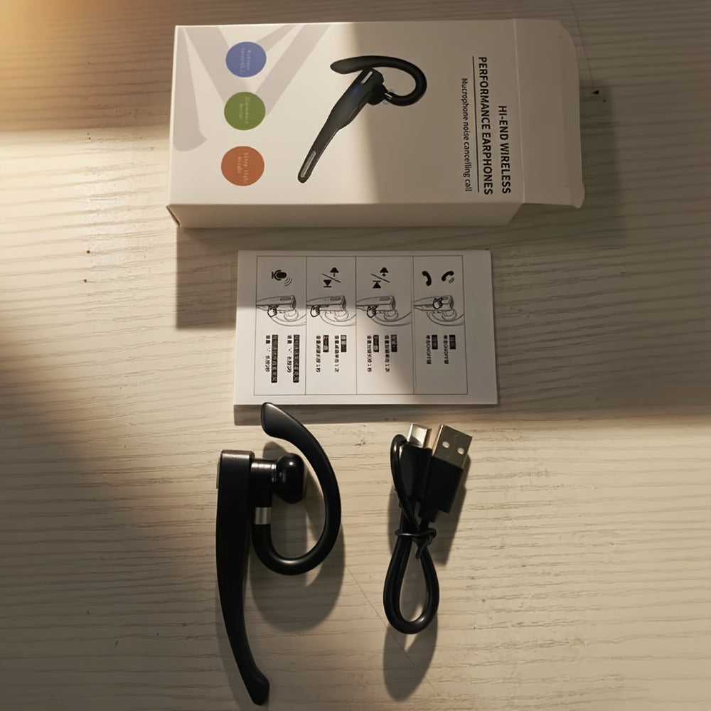 Single Ear Bluetooth Business Earbud with Microphone Call Time 15-Day Standby Rotating for Bedside Audio, Alarms and Room Entertainment