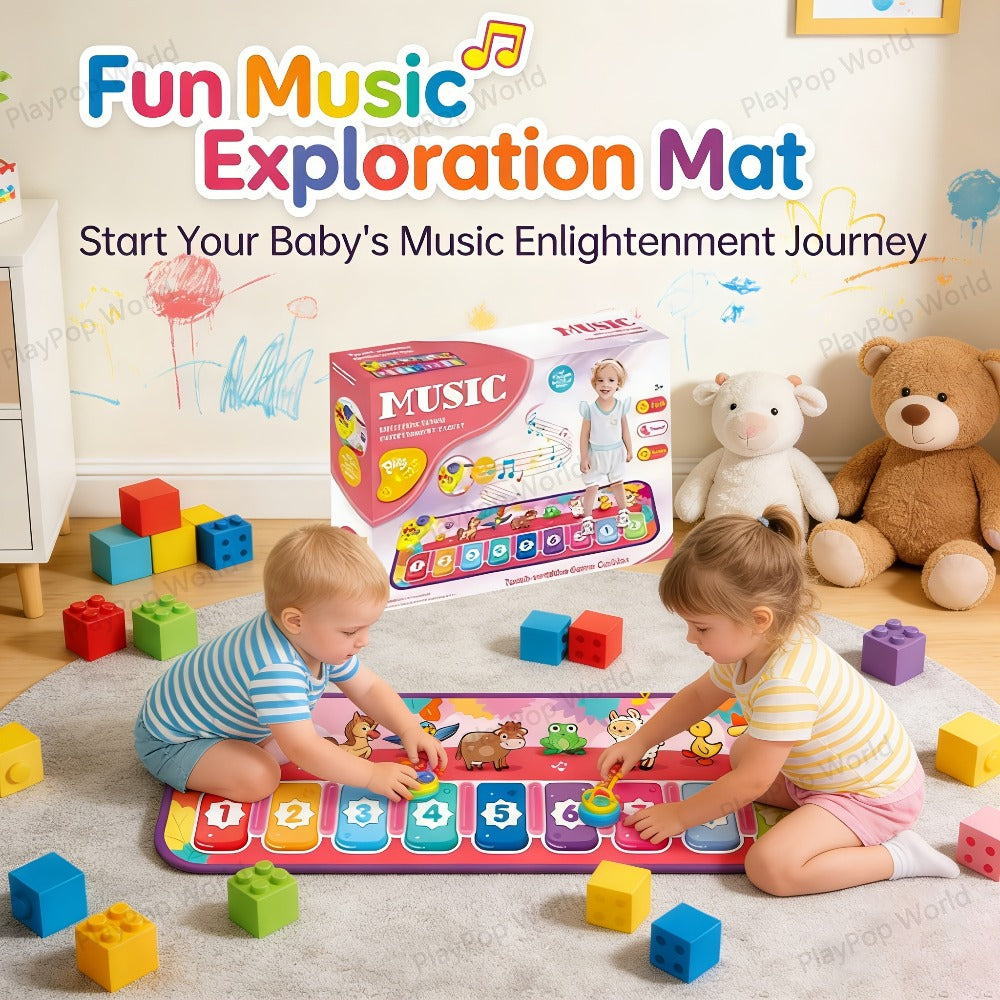 Kids Piano Mat Farm Animal, Musical Play Mat for Babies & Toddlers, Sensory Dance Keyboard Touch Blanket
