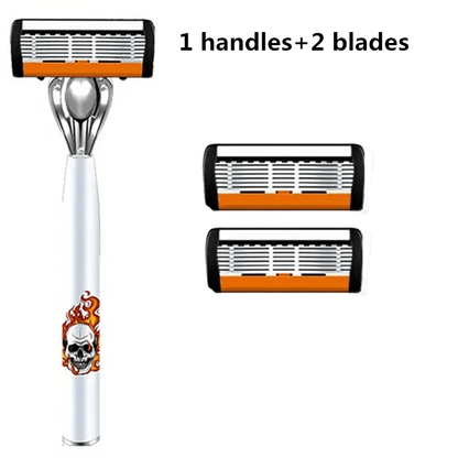 Men's Safety Razor with Replacement Blades - Anti-Slip Stainless Steel Handle Shaver for Beard & Sideburns